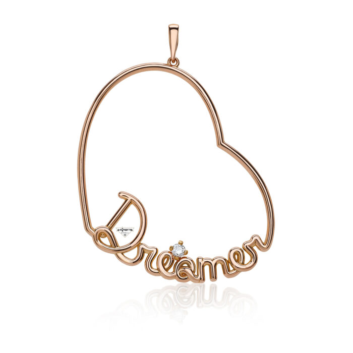 Pendente per collana in oro rosa e diamante - personalizzabile - collezione Cherì
