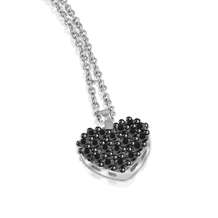 Collana a forma di cuore in oro e diamanti neri - Mey jewels