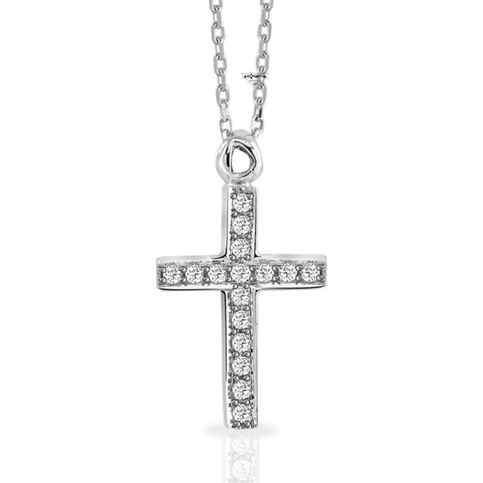 Croce in oro bianco e diamanti - MEY Gioielli